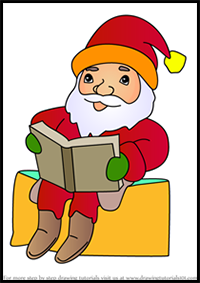 How to Draw Santa Reading a Book