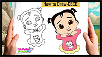 How to Draw Cece from Cocomelon | Cocomelon Drawing Easy Step by Step