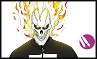 How to Draw Ghost Rider | Step by Step | Marvel