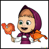 How to Draw Masha with Candy, Masha and the Bear