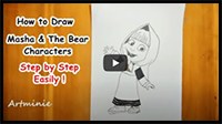 How to Draw Masha and the Bear Cartoon Character | Drawing Masha Step by Step
