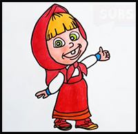 How to Draw Masha | How to Draw Cartoon Characters | Masha and the Bear Drawing | Fun with Colours