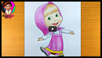 Drawing Masha from Masha and the Bear Step by Step