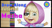 Drawing Masha | Drawing Cartoon Characters | Draw Along Tutorial