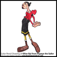 How to Draw Olive Oyl from Popeye the Sailor