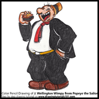 How to Draw J. Wellington Wimpy from Popeye the Sailor