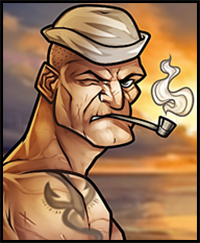 How to Draw Popeye the Sailor Man Cartoon Characters : Drawing