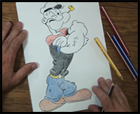 How To Draw POPEYE THE SAILOR MAN Drawing Tutorial