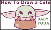 how to draw baby yoda from the mandelorian (cartoon, kawaii, chibi)