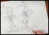 Draw BUSTER AND BABS BUNNY | Tiny Toon Step by Step