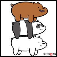 How to Draw the Bears Standing on each other’s Back | We Bare Bears