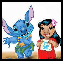 How to draw Lilo and Stitch : Lilo and Stitch Step by Step Drawing Lessons