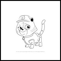 how to draw cat rocky from paw patrol