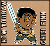How to Draw Chibi Cartoon Finn from Star Wars The Force Awakens