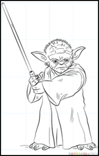 How to Draw Yoda with Lightsaber