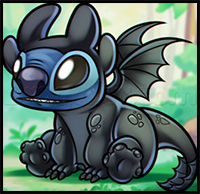 How to Draw Toothless Stitch 