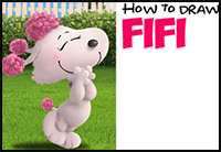 How to Draw Fifi the Girl Dog from The Peanuts Movie Step by Step Tutorial