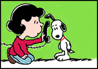 How to Draw Lucy And Snoopy On The Telephone