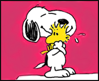 How to Draw Snoopy Kissing Woodstock