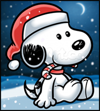 How to Draw Christmas Snoopy