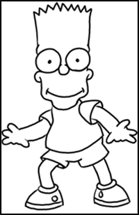 How to Draw Bart Simpson from The Simpsons : Step by Step Drawing Lesson