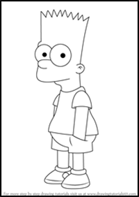 How to draw Bart Simpson sad step by step 