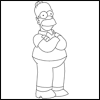 How to Draw Homer Simpson from The Simpsons : Step by Step Drawing Lesson