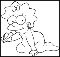 How to Draw Maggie Simpson from The Simpsons : Step by Step Drawing Lesson