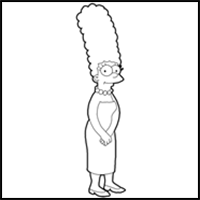 How to Draw Marge Simpson from The Simpsons : Step by Step Drawing Lesson