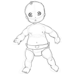 Drawing Babies Lessons : How to Draw a Cartoon Baby's Head & Body with