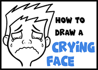 draw a cartoon crying face simple lesson
