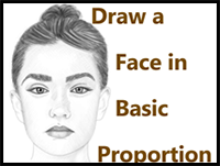 How to draw a face front proportional simple steps lesson - beautiful woman