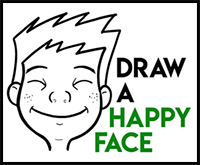 How to Draw Cartoon Facial Expressions : Happy, Smiling, Grinning Ear to Ear