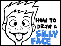 How to Draw Cartoon Facial Expressions : Silly Faces, Tongue Sticking Out - Easy Step by Step Drawing Tutorial
