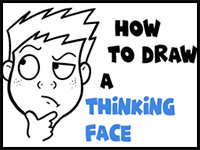 how to draw thinking figuring out cartoon face simple steps tutorial