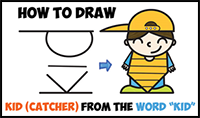 Learn How to Draw a Cute Cartoon Kid Baseball Catcher Word Cartoon Easy Step by Step Drawing Tutorial for Kids