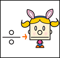 Learn How to Draw Cartoon Girl with Pig Tails and Bunny Ears from a Division Symbol - Easy Step by Step Drawing Tutorial for Kids