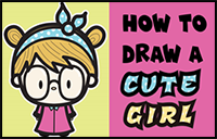 How to Draw a Cute Kawaii Girl with Buns, Headband, and Glasses Easy Step by Step