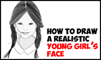 Learn How to Draw a Realistic Cute Little Girl's Face/Head Step by Step Drawing Tutorial for Beginners