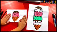 How to Draw an Ice Cream Tower (Folding Surprise)