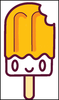 Learn How to Draw Cute Kawaii Popsicles / Creamsicles with Face on It - Simple Steps Drawing Lesson for Beginners