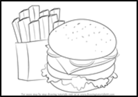 How to Draw Hamburger and Fries