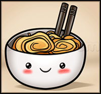 how to draw kawaii noodles