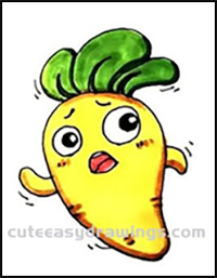 How to Draw a Funny Cartoon Radish Step by Step for Kids