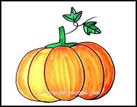 How to Draw a Colorful Big Pumpkin Step by Step for Kids