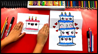 How to Draw a Birthday Cake Tower