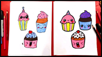 How to Draw Funny Cupcakes