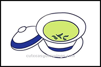 How to Draw a Cup of Chinese Green Tea Step by Step