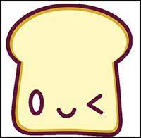 How to Draw Cute Kawaii Bread Slice with Face on It – Easy Step by Step Drawing Tutorial for Kids