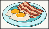 How to Draw Bacon and Eggs